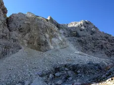 La frana nel gruppo del Sorapiss (Belluno) il 01 ottobre 2013..ANSA/SOCCORSO ALPINO E SPELEOLOGICO DEL VENETO.+++EDITORIAL USE ONLLY - NO SALES+++.