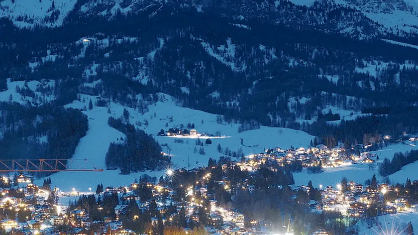 Italy, Veneto, Cortina Ampezzo, the town at night