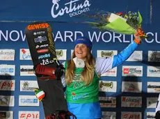 Michela Moioli sul podio a Cortina (Pentaphoto - Andrea Solero)