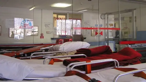 L'entrata del pronto soccorso di Feltre in questi giorni preso d'assalto dai cittadini alle prese con l'influenza