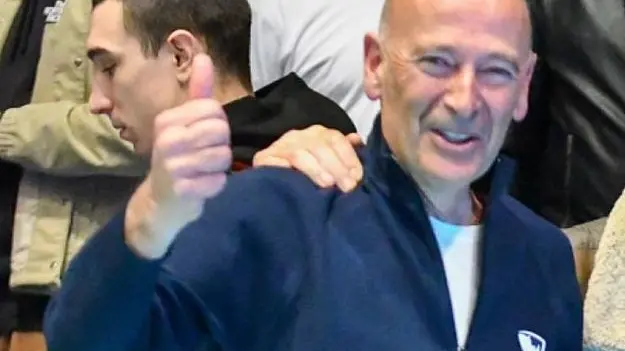 La gioia del presidente Sandro Da Rold dopo la vittoria contro il Motta