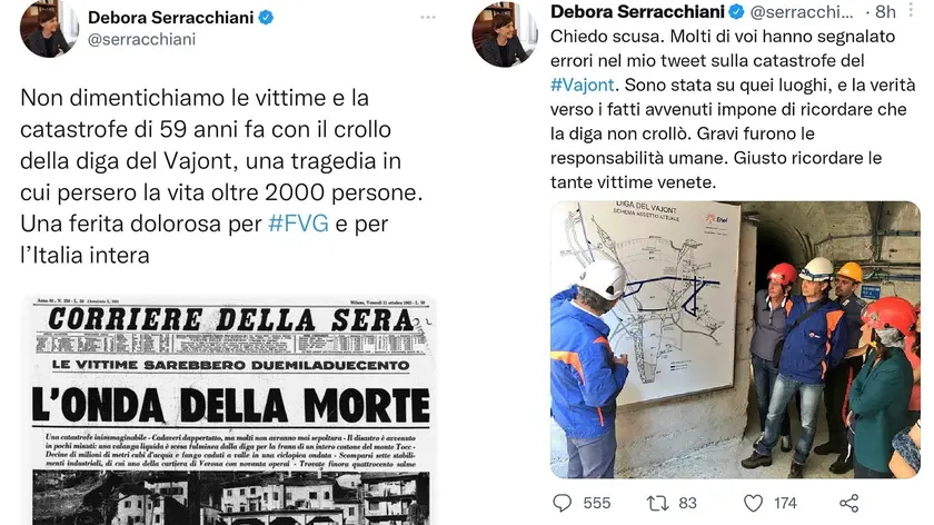 Il tweet originale, poi cancellato, e quello di scuser