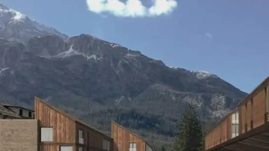 Il rendering del progetto per la riqualificazione dell'ex stazione di Cortina