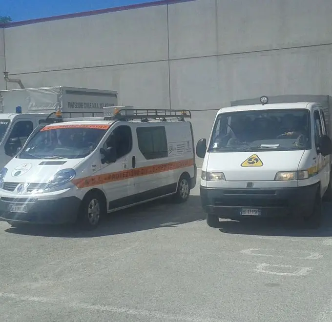 I mezzi della Protezione civile dell'Ana pronti a partire