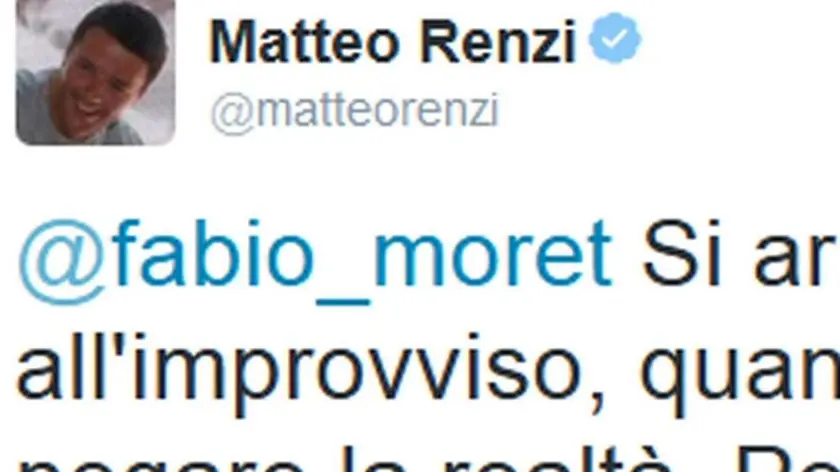 Il tweet di Mattero Renzi ANSA/