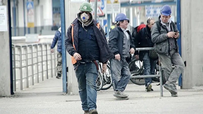 12/03/2020 Marghera, operai all’uscita dalla Fincantieri alla fine di un turno