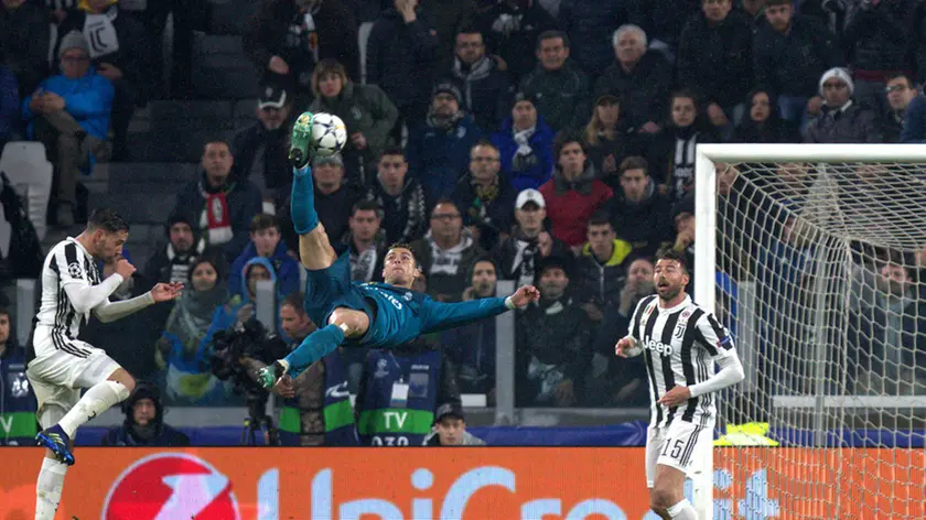 Juventus-Real Madrid - Quarti di finale di Champions League - Nella foto: Cristiano Ronaldo segna su rovesciata
