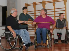 I disabili in allenamento insieme ad Oscar De Pleegrin