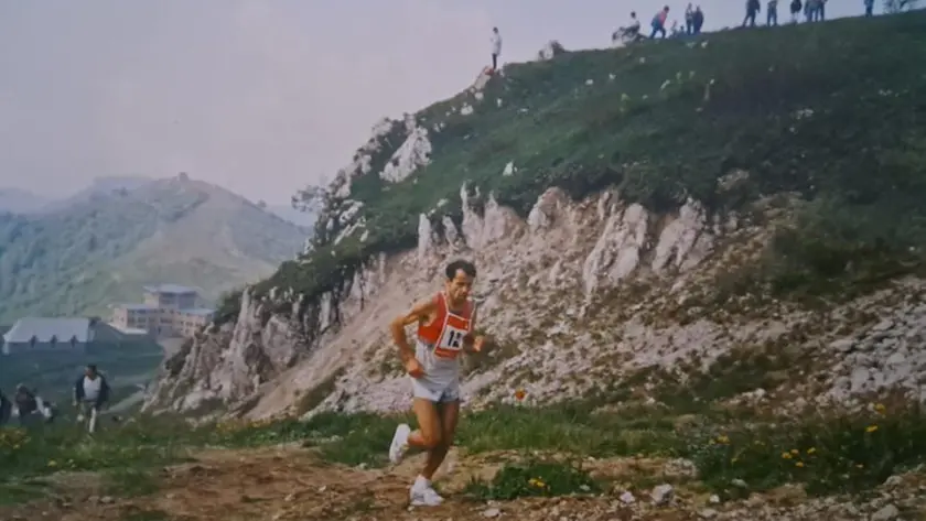 Dino Tadello in una corsa in montagna negli anni 90