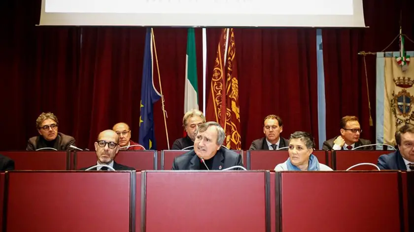 Da sinistra Michele Zuin, Luigi Brugnaro e Luciana Colle nel 2019