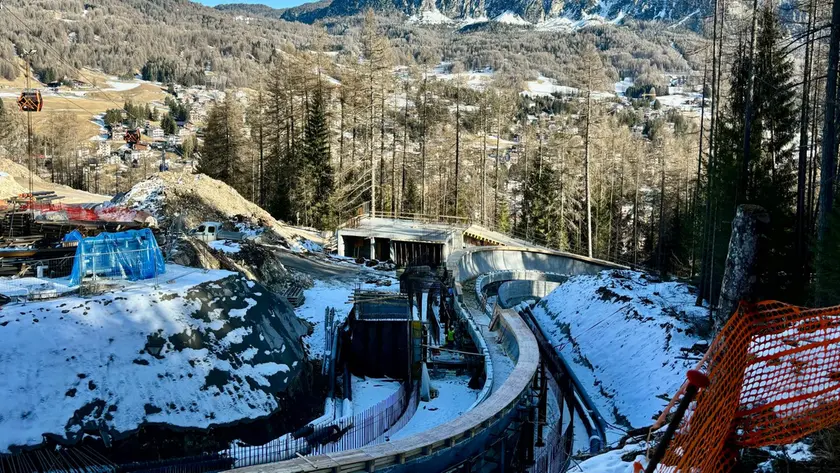 Il cantiere della futura pista da bob, skeleton e slittino di Cortina d’Ampezzo