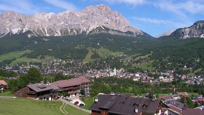 Una veduta dall'alto di Cortina d'Ampezzo