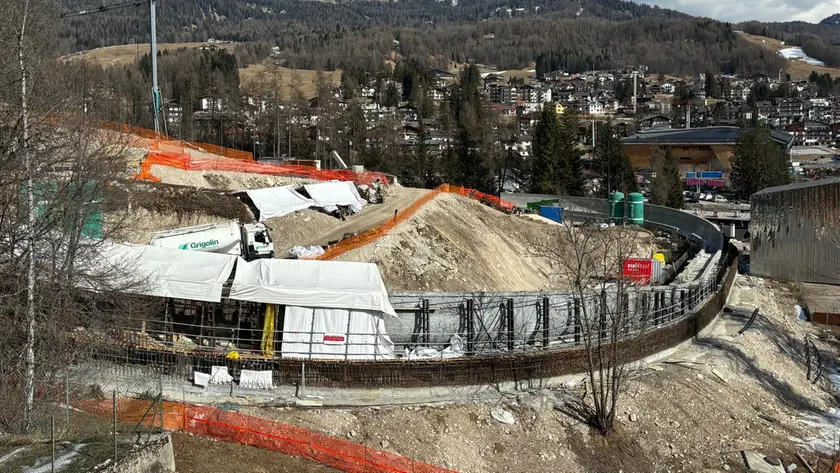 Il cantiere olimpico del bob a Cortina