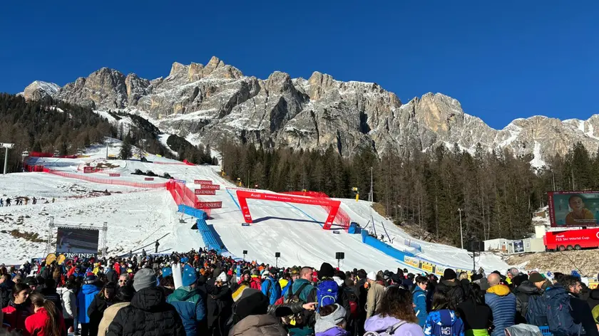 Uno scatto dell’Olympia delle Tofane che ospiterà durante i Giochi le gare di sci femminili