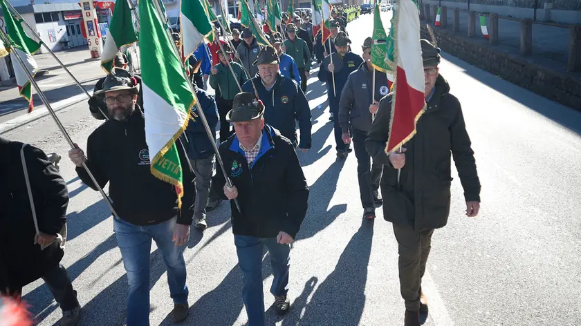 Un momento della sfilata degli alpini di domenica