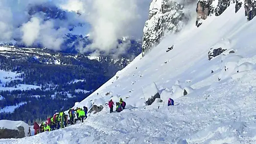 Il luogo dove la valanga ha travolto gli scialpinisti trevigiani