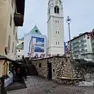 La cabina elettrica interrata realizzata da E-Distribuzione in piazza Dibona a Cortina per fornire energia alle Olimpiadi