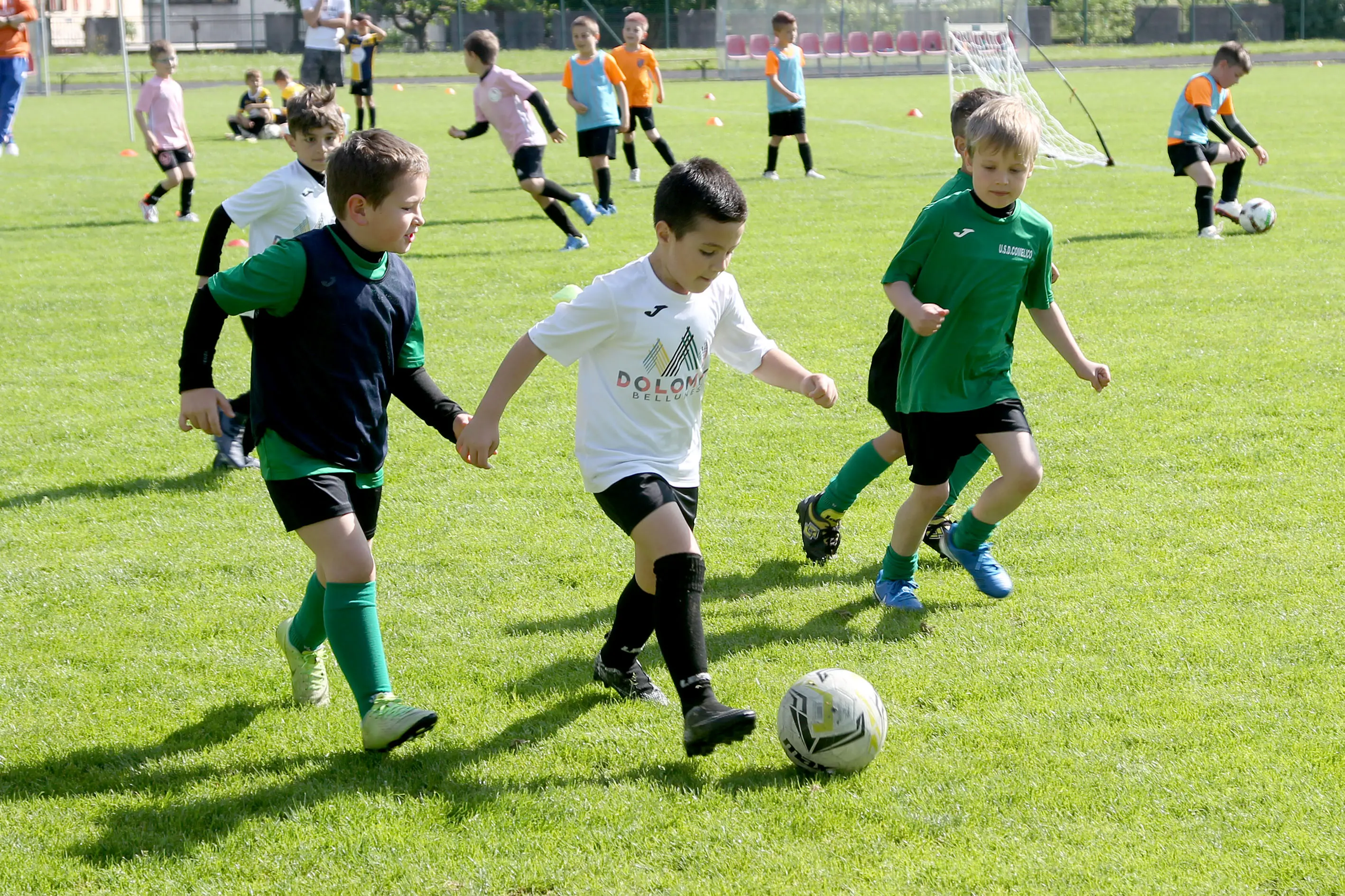 Oltre 400 bambini in campo ieri a Ponte nelle Alpi, in occasione del doppio raduno di fine stagione organizzato dalla Delegazione di Belluno della Figc in collaborazione con il Ponte Alpi allo stadio “Umberto Orzes”. Al mattino spazio ai Piccoli Amici, per il quale erano presenti 26 squadre in rappresentanza di 16 società. Nel dettaglio, schieravano tre formazioni Dolomiti Bellunesi e Comelico, mentre due formazioni a testa erano proposte da Alpago, Borgo Valbelluna, Cavarzano, LG Valbelluna, Pedavena e Plavis. Una compagine ciascuna invece per Cadore, Castion, Fiori Barp, Juventina Mugnai, Limana, Longarone Alpina, Ponte Alpi e Sois. Nel pomeriggio ecco protagonisti i Primi Calci, con un totale di 40 squadre in rappresentanza di 21 società. In particolare, tre le formazioni mandate in campo da Dolomiti Bellunesi, LG Valbelluna e Plavis, due ciascuno da Agordina, Alpago, Borgo Valbelluna, Cadore, Castion, Cavarzano, Comelico, Fiori Barp, Juventina Mugnai, Limana, Longarone Alpina, Pedavena e Ponte Alpi, una a testa per Arsiè, Cortina, Domegge, Sois e Valboite.