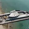 Una veduta aerea del cantiere per la riqualificazione della Terrazza a Mare di Lignano