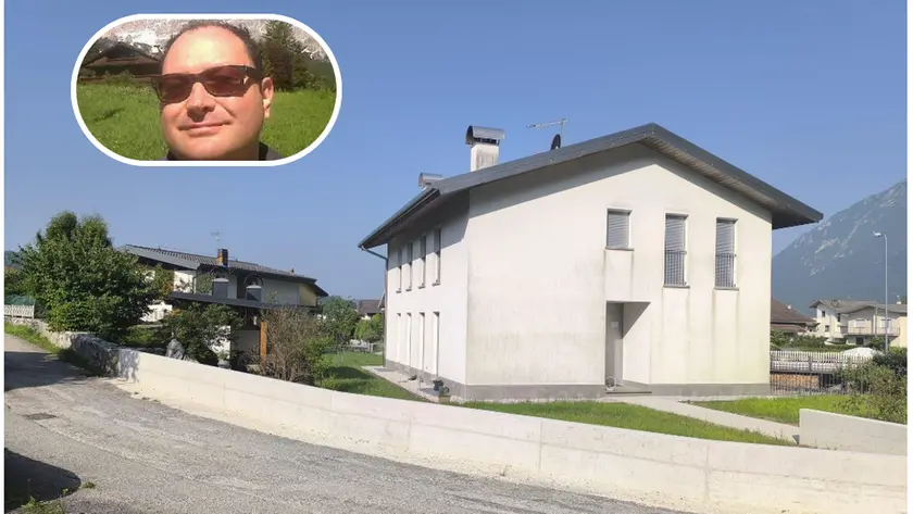 Il luogo del diverbio in via Garibaldi a Soccher e nel tondo la vittima Fabrizio Poncato