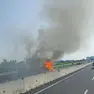 Il camion a fuoco sull'A4 a San Stino di Livenza in direzione Torino