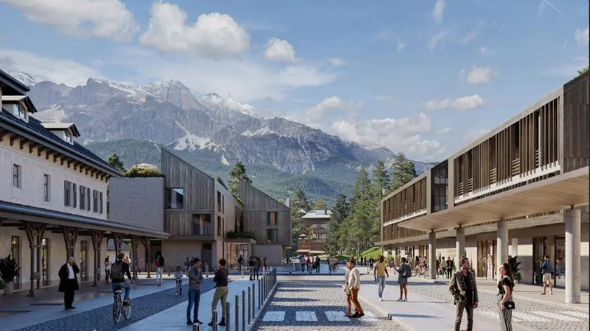 Ecco come diventerà l'area dell'ex stazione ferroviaria di Cortina a fine lavori