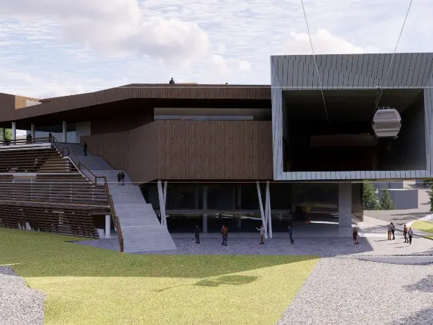 Un rendering della cabinovia Apollonio-Socrepes