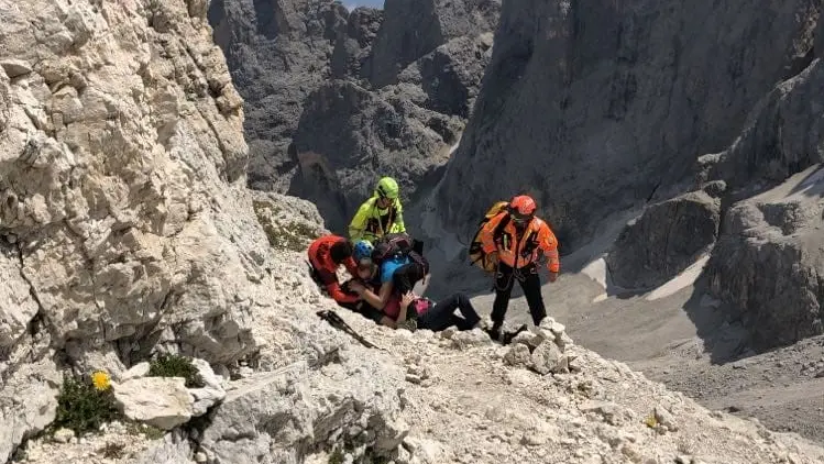 L'intervento di Soccorso alpino e Suem sul Mulaz