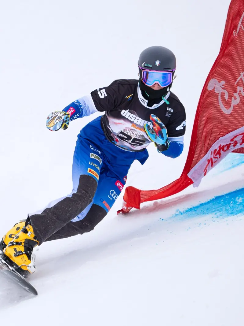 La bellunese Elisa Caffont, oro ai Mondiali in Engadina nello slalom parallelo a squadre con Maurizio Bormolini (Pentaphoto)