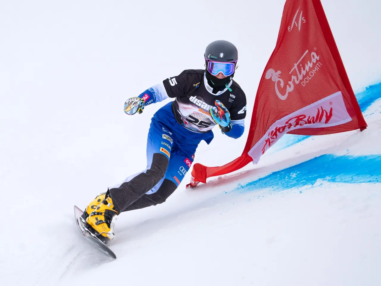 La bellunese Elisa Caffont, oro ai Mondiali in Engadina nello slalom parallelo a squadre con Maurizio Bormolini (Pentaphoto)