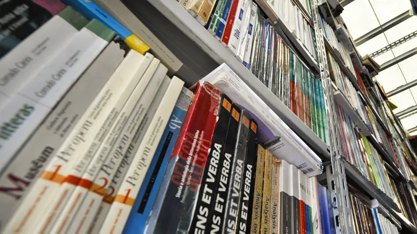 Testi scolastici in una foto di archivio