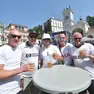 Tifosi del Tottenham in piazza Libertà. Foto Petrussi