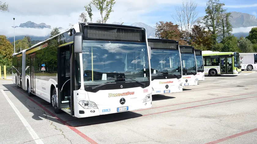 Alcuni dei nuovi autobus acquistati da Dolomitibus per il trasporto pubblico