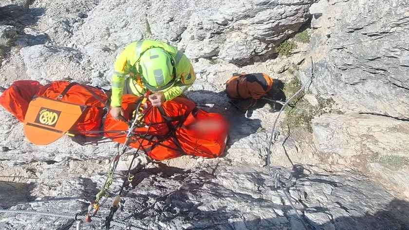 Il salvataggio di stamattina sul Sass de Stria