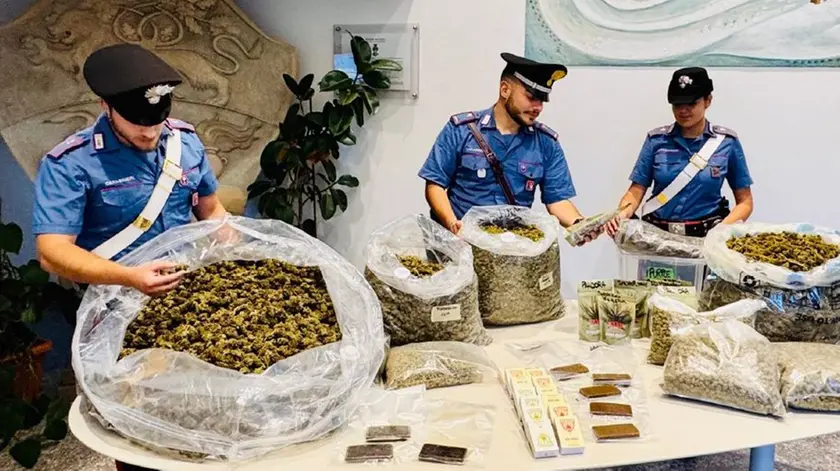 I carabinieri di Feltre con le sostanze stupefacenti sequestrate