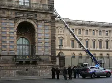 La scala usata dai ladri per entrare nel Museo (Ansa/Afp)
