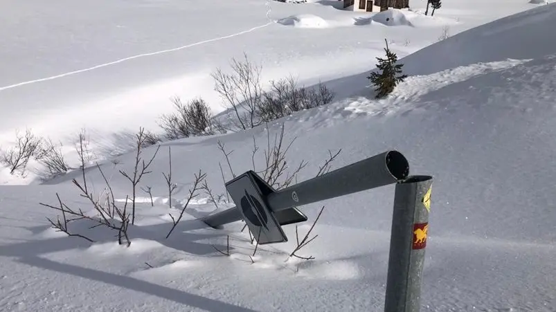 L'autovelox sul passo Giau dopo il passaggio di fleximan