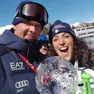 Giovanni Feltrin e Federica Brignone con la Coppa del Mondo