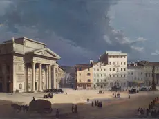 L’olio su tela “Piazza della Borsa a Trieste al chiaro di luna” di Ippolito Caffi