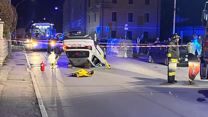 Una foto dell'incidente in via Feltre