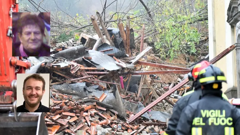 A sinistra in alto Guerrina Skocaj, in basso Quirin Kunhert. Nella foto grande i soccorsi