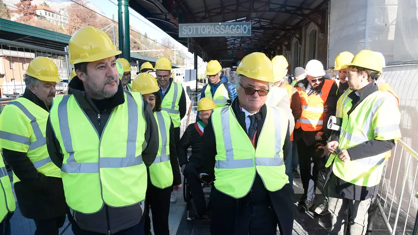 Il ministro Salvini al sopralluogo in stazione a Belluno