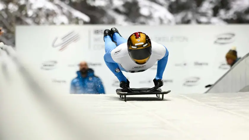 Un momento della Coppa del Mondo di skeleton a Cortina