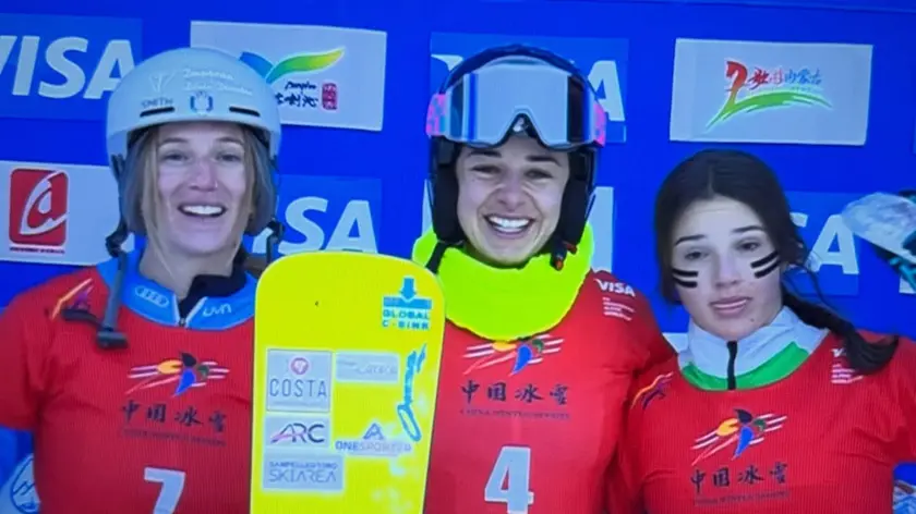 Il podio femminile di Coppa del Mondo con Dalmasso e Caffont