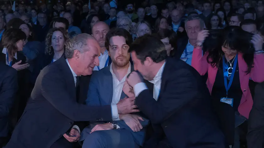 Luca Zaia, Alberto Stefani e Matteo Salvini