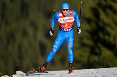 Il trichianese Elia Barp in azione ieri a Davos