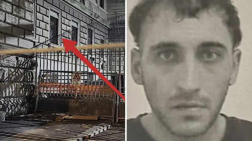 A sinistra il punto del cantiere da cui è passato il detenuto: ha scavalcato questa rete che separa il carcere da via Coroneo. La rete infatti è piegata. (Foto Lasorte). A destra Khan Nasir