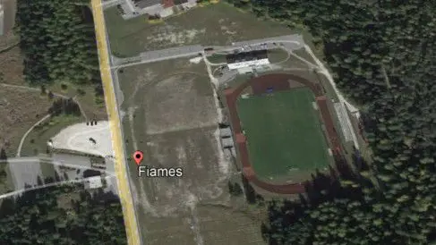 La veduta dell'area di Fiames dove verrà realizzato uno dei parcheggi provvisori a servizio degli spettatori dei Giochi