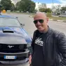 Riccardo Salvagno con la sua Mustang California a Punta Fusina, non lontano dalla sua casa