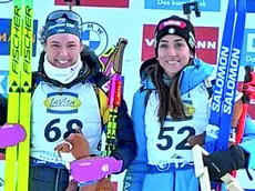 Lisa Vittozzi con la svedese Oeberg (a sinistra), vincitrice della Sprint